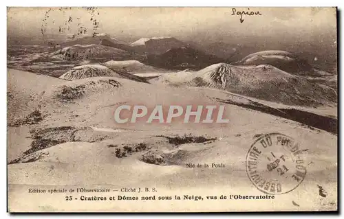 Cartes postales Crateres et domes nord sous le neige vus de l&#39observatoire