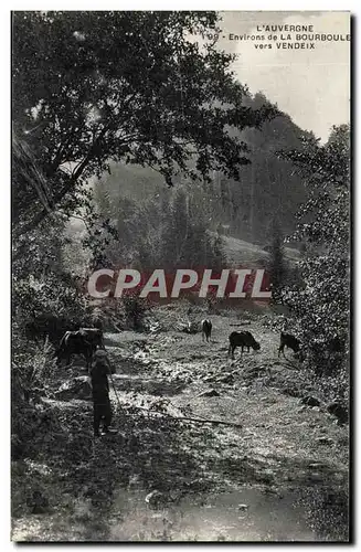 Cartes postales La Bourboule Vers Vendeix Berger et ses vaches