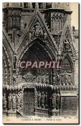 Cartes postales Reims La cathedrale Portail de droite