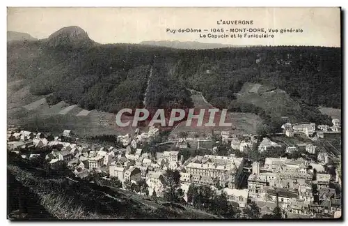 Cartes postales Le Mont Dore Vue generale Le Capucin et le funiculaire