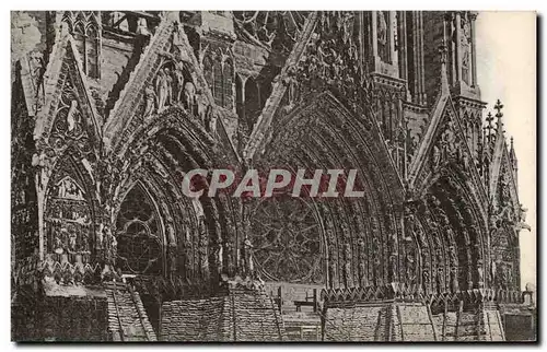 Cartes postales Reims Portail de la cathedrale