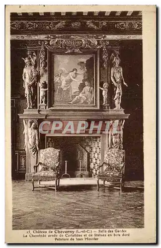 Ansichtskarte AK Cheverny Chateau Salle des gardes La cheminee ornee de Cariatides et de statues de bois dore pei