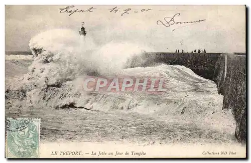 Ansichtskarte AK Le Treport la jetee un jour de tempete