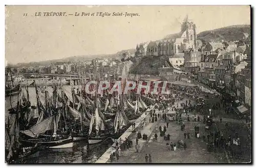 Cartes postales Le Treport Le port et l&#39eglise Saint Jacques