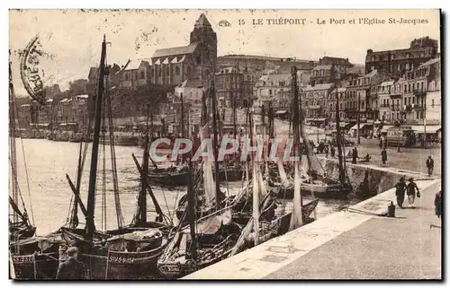 Cartes postales Le Treport Le port et l&#39eglise St Jacques