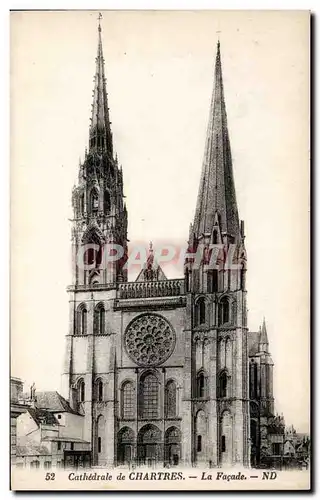 Cartes postales Cathedrale de Chartres La facade