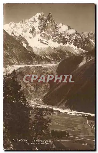 Cartes postales Chamonix La mer de glace l&#39aiguille verte et du Dru