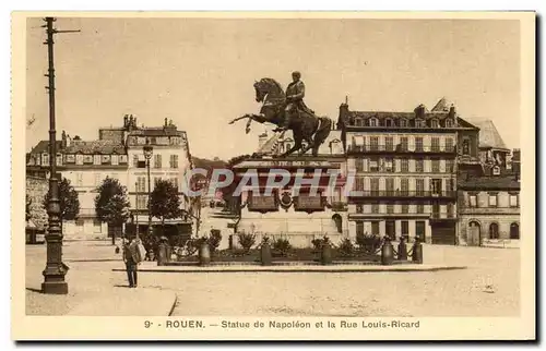 Cartes postales Rouen Statue de Napoleon et la rue Louis Ricard