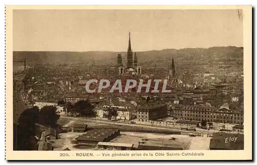 Cartes postales Rouen Vue generale prise de la cote Sainte Cathedrale