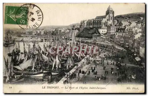 Cartes postales Le Treport Le port et l&#39eglise Saint Jacques