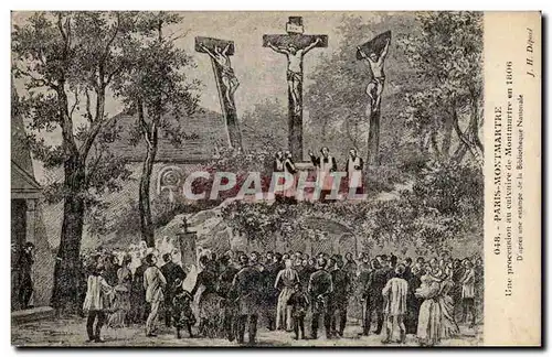 Cartes postales Paris Montmartre Une procession au calvaire de Motnmartre en 1806