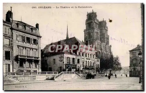 Cartes postales Orleans Le theatre et la cathedrale