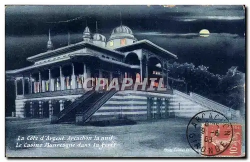 Cartes postales La cote d&#39argent Arcachon la nuit Le casino mauresque dans la foret