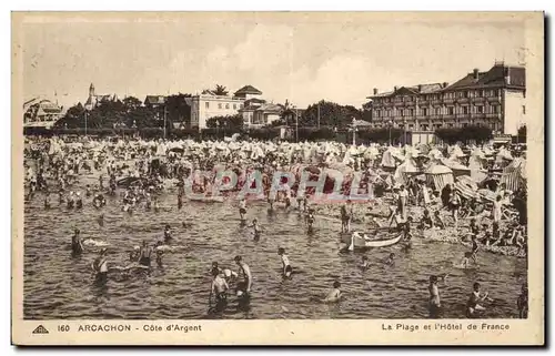 Cartes postales Arcachon La plage et l&#39hotel de France