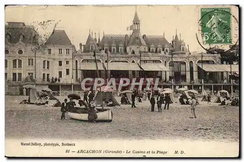 Cartes postales Arcachon Le casino et la plage