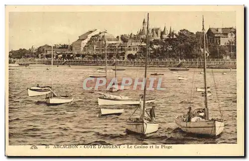 Cartes postales Arcachon Le casino et la plage