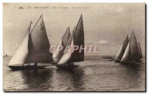 Ansichtskarte AK Arcachon Cote d&#39argent Regates a voile Bateaux Voiliers