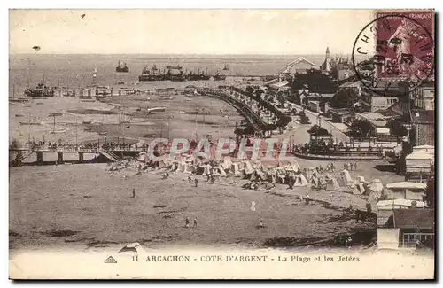 Arcachon Ansichtskarte AK La plage et les jetees