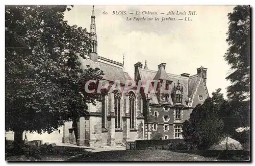 Cartes postales Blois Le chateau Aile Louis XII La facade sur les jardins