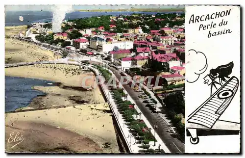 Arcachon Cartes postales moderne perle du bassin Vue aerienne sur le bd promenade et les jetees