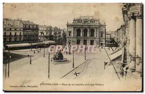 Montpellier Cartes postales Place de la comedie et grand theatre