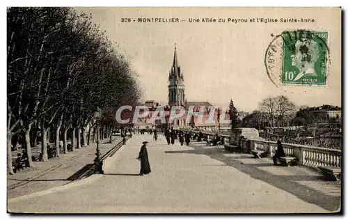 Montpellier Cartes postales Une allee du Peyrou et l'eglise Sainte Anne