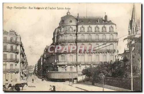 Montpellier Cartes postales Rue Nationale et clocher Ste Anne