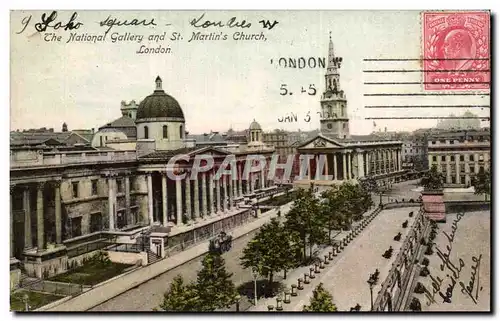 Ansichtskarte AK Londres London The national gallery and St martin&#39s church