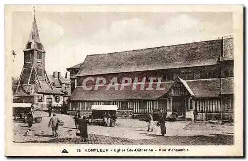 Cartes postales Honfleur Eglise Ste Catherine Vue d&#39ensemble Marche