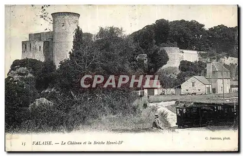 Cartes postales Falaise le chateau et la breche Henri IV Train