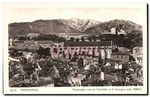 Cartes postales Perpignan Panorama vers la citadelle et le Canigou