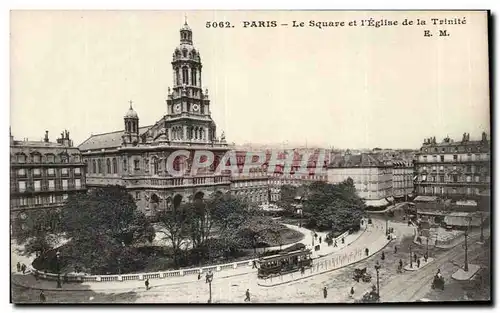 Cartes postales Paris Le square et l&#39eglise de la Trinite