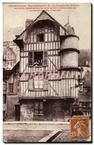 Ansichtskarte AK Troyes Rue Champeaux la tourelle de l&#39orfevre