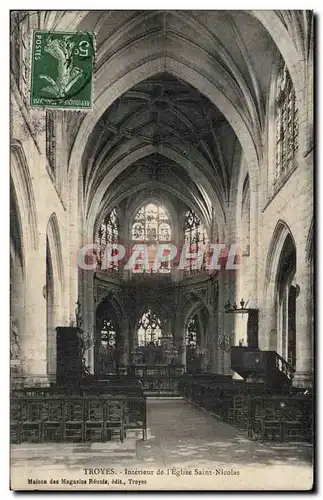 Cartes postales Troyes Interieur de l'eglise Saint Nicolas