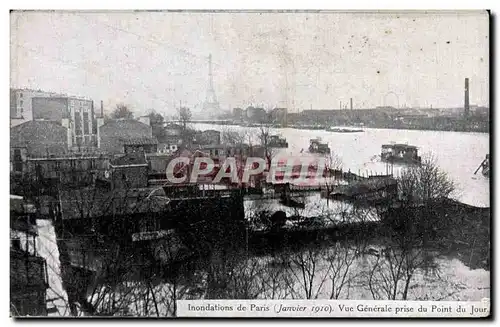 Ansichtskarte AK Paris Inondations Janvier 1910 Crues de la Seine Vue generale prise du point du jour