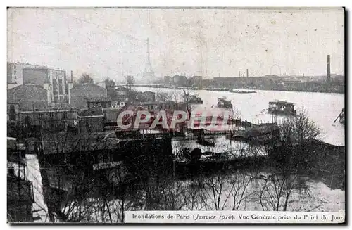 Cartes postales Paris Inondations Janvier 1910 Crues de la Seine Vue generale prise du point du jour