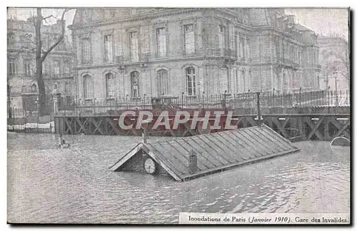 Ansichtskarte AK Paris Inondations Janvier 1910 Crues de la Seine Gare des Invalides