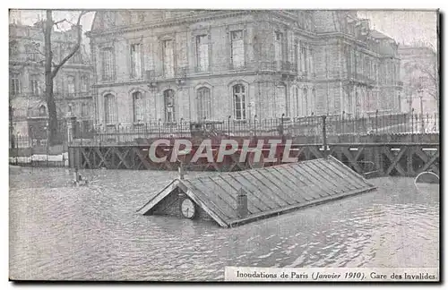 Cartes postales Paris Inondations Janvier 1910 Crues de la Seine Gare des Invalides