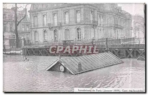 Ansichtskarte AK Paris Inondations Janvier 1910 Crues de la Seine Gare des Invalides