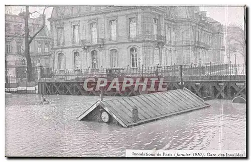 Cartes postales Paris Inondations Janvier 1910 Crues de la Seine Gare des Invalides