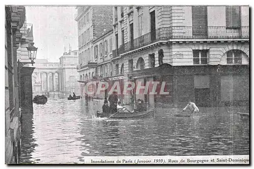 Cartes postales Paris Inondations Janvier 1910 Rue de Bourgogne et Saint Dominique