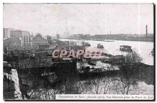 Cartes postales Paris Inondations Janvier 1910 Vue generale prise du point du jour Tour Eiffel