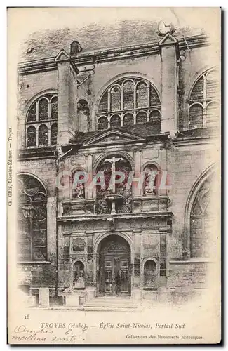 Troyes Cartes postales Eglise Saint Nicolas portail sud