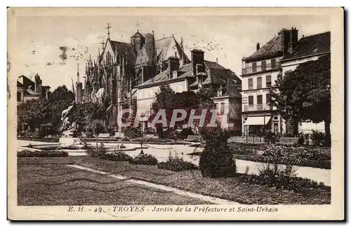 Troyes Cartes postales Jardin de la Prefecture et Saint Urbain