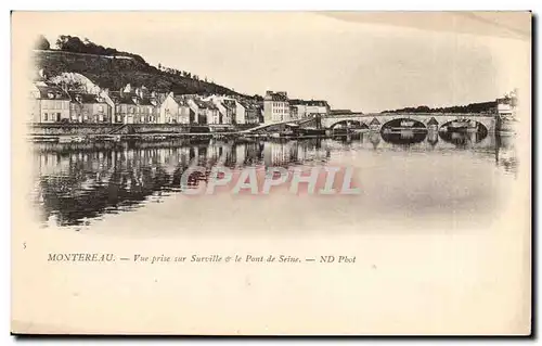 Cartes postales Montereau Vue prise sur Surville et le pont de Seine