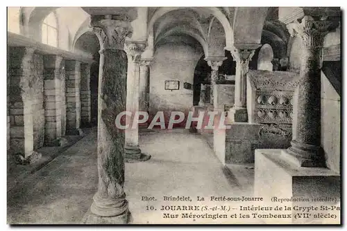 Ansichtskarte AK Jouarre Interieur de la crypte St Paul Mur merovingien et les tombeaux