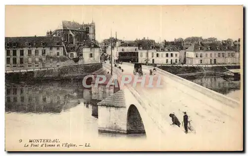 Cartes postales Montereau Le pont d&#39Yonne et l&#39eglise