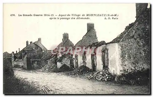 Cartes postales Aspect du village de Montceaux apres le passage des Allemands