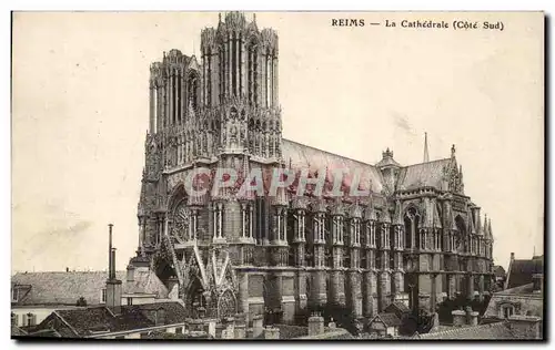 Cartes postales Reims La cathedrale Cote Sud