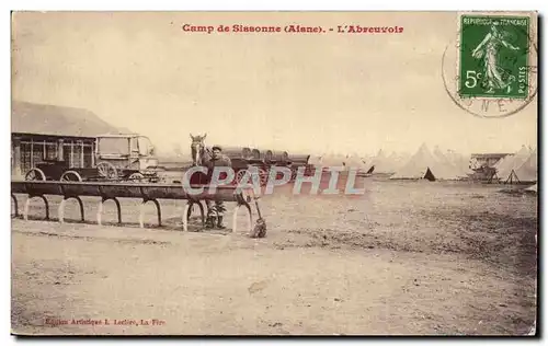 Cartes postales Camp de Sissonne L&#39abreuvoir Cheval Militaria